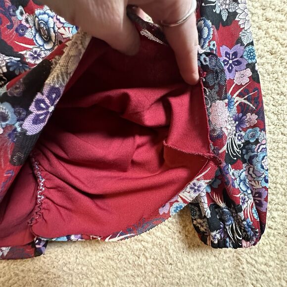 Bisou Bisou Michele Bohbot Floral Semi Sheer Ruched LS Top Whimsygoth Mesh Sz XS - Picture 10 of 15